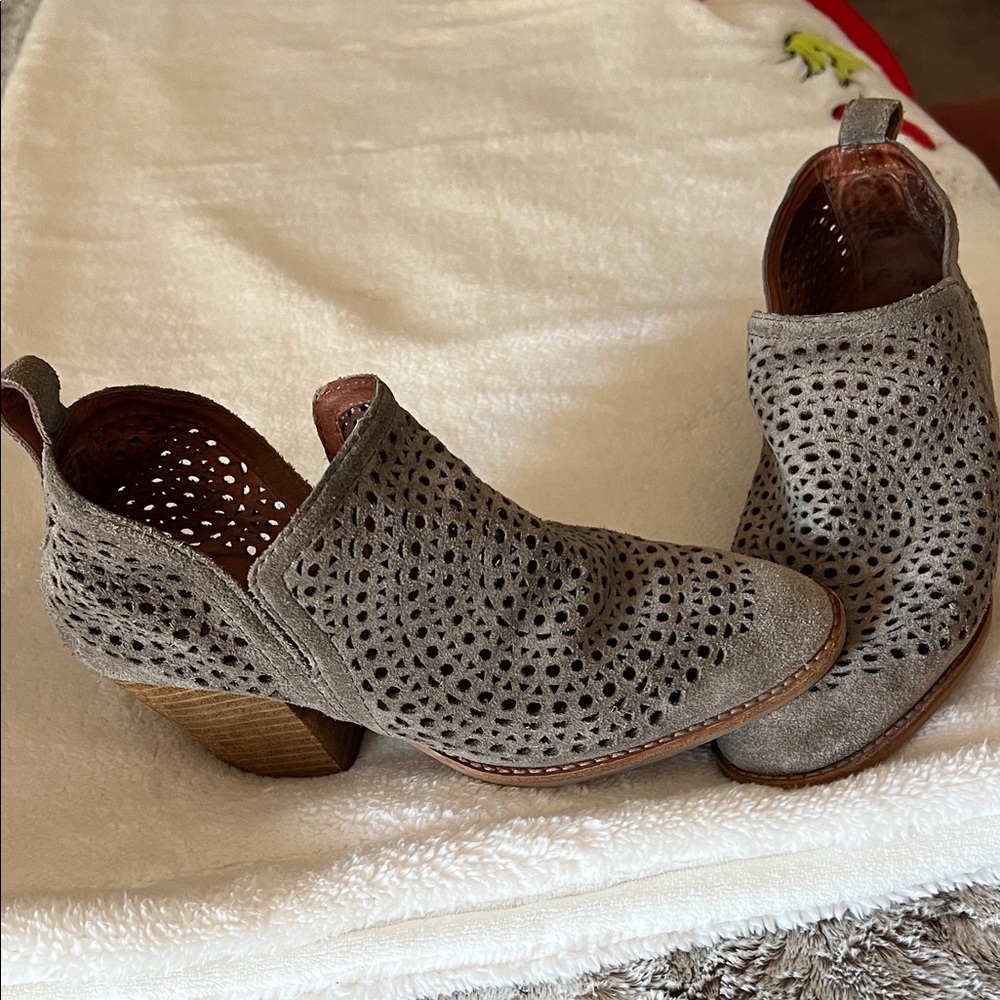 Jeffrey Campbell Taupe Perforated Ankle Booties - Picture 2 of 9